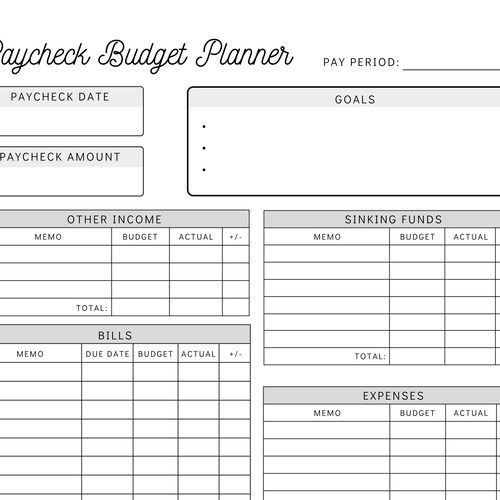 Paycheck Budget Planner Printable Budget by Paycheck - Etsy