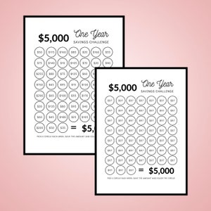 Save 5,000 Dollars In One Year | Money Saving Challenge 5K | 5,000 Dollar Savings Challenge Tracker Printable