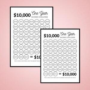 Bespaar 10.000 dollar in één jaar | Geldbesparingsuitdaging 10K | 10.000 dollar besparingsuitdaging tracker afdrukbaar