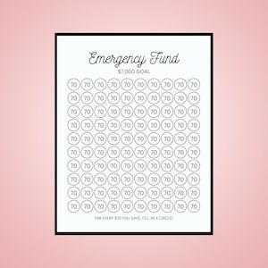 Printable 7,000 Emergency Fund 7000 Savings Tracker, savings goal, Dave Ramsey PDF & JPEG