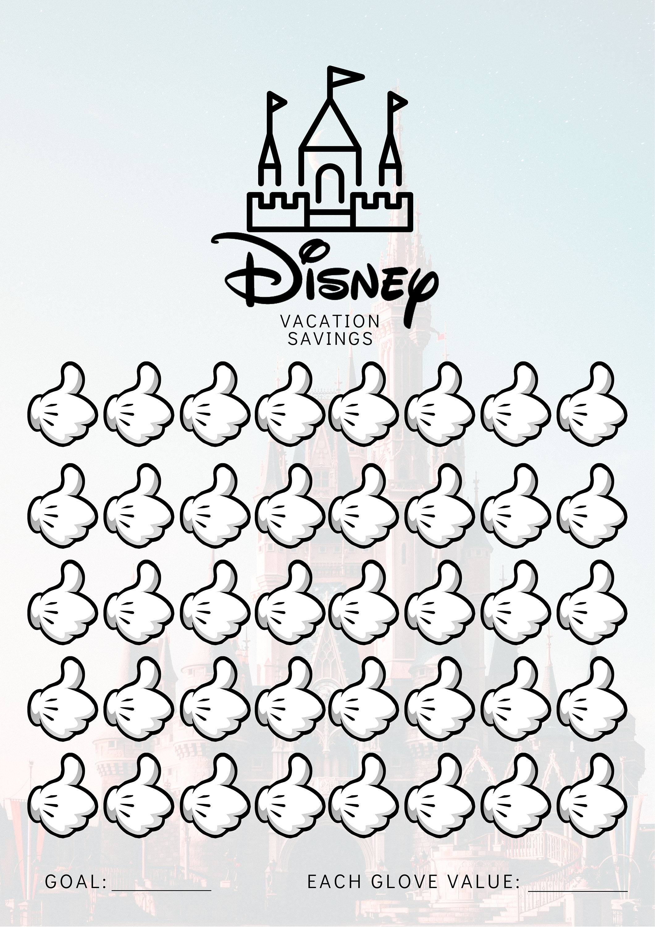 Disney Vacation Savings Tracker Magic Kingdom Savings goal | Etsy