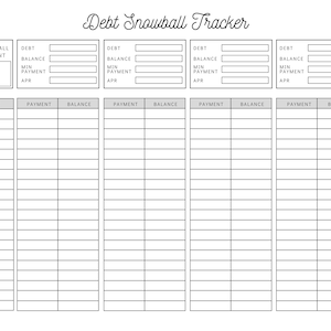 Debt Snowball Tracker Printable | Debt Payment Worksheet | Debt Payoff Progress Log | Debt Free Goal Chart | Instant Download