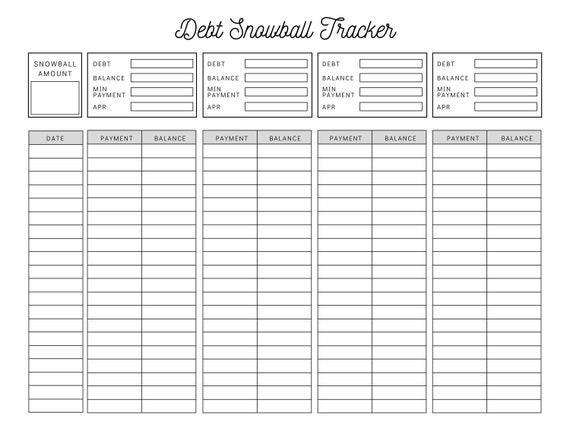 Debt Snowball Tracker Printable Debt Payment Worksheet - Etsy