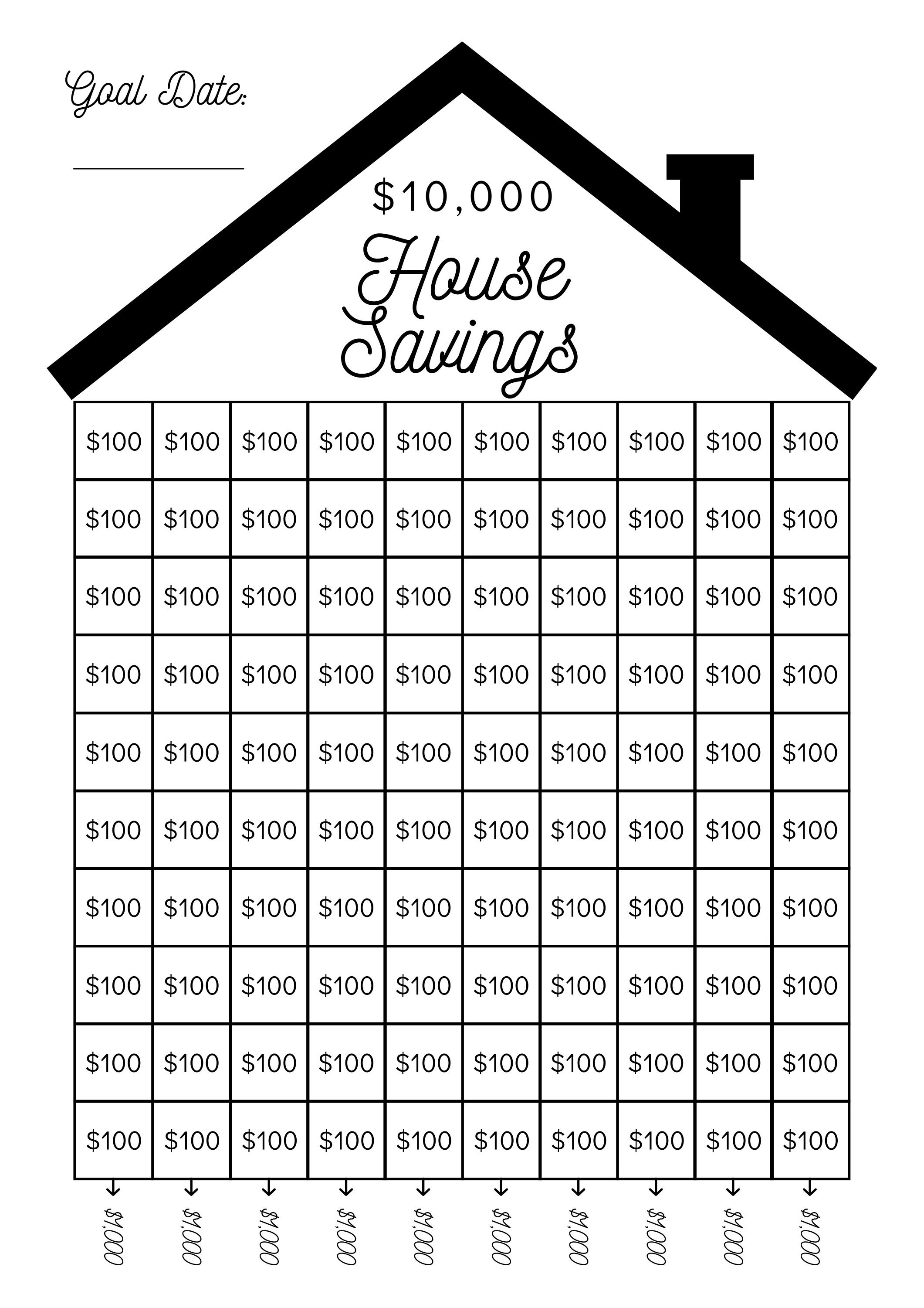 10k House Savings Tracker Instant Download Printable Savings Goal New House Tracker 10 000 House Tracker Planner 8.5 X 11 A4 PDF JPEG Etsy