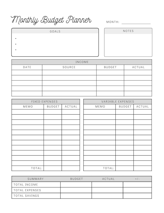 Printable Budget Planner: Home Finance Money Planner