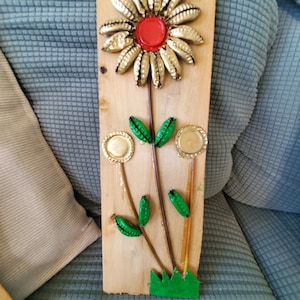 Bottle cap flower art.