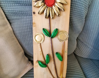 Bottle cap flower art.