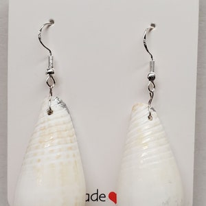 Handmade Seashell Earrings: Sterling Silver Hooks, 1.5&quot; Shell
