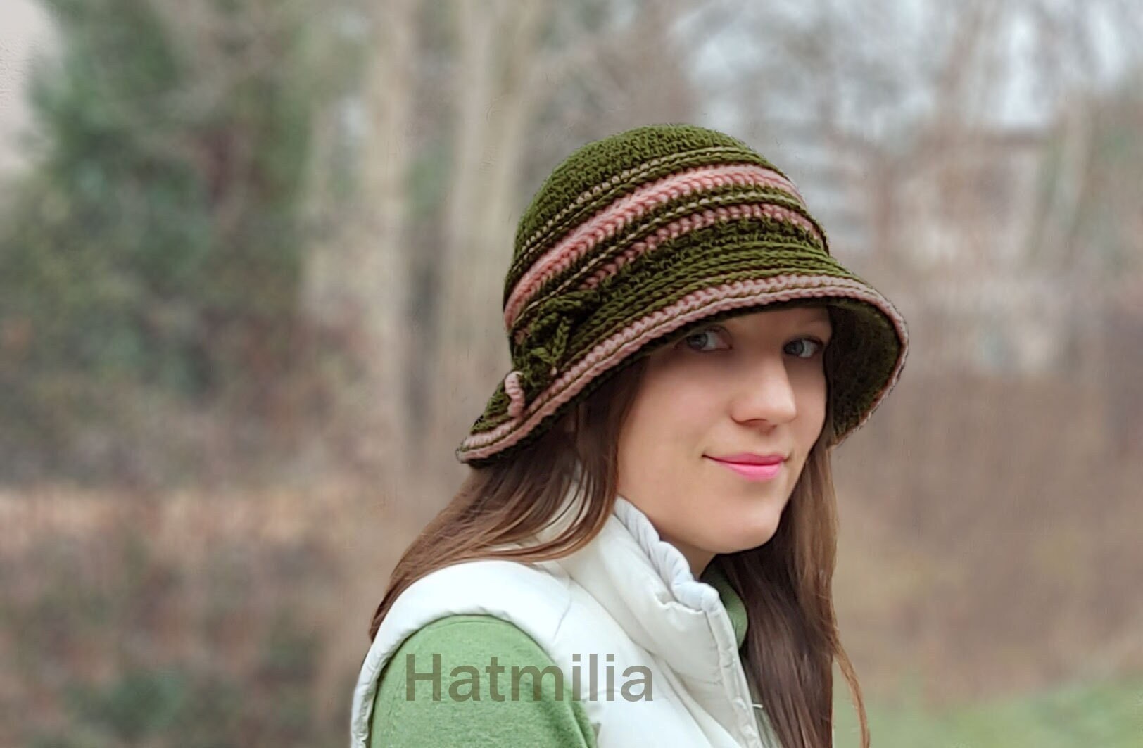 Emerald Green Crochet Bucket Hat for 