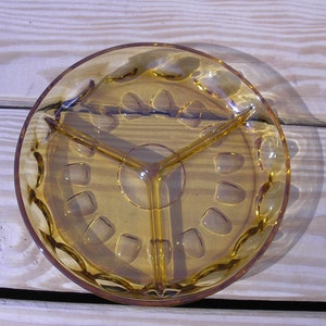 Vintage 8&quot; Divided Amber Relish/ Candy Dish