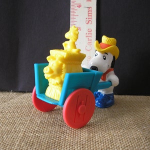 Vintage McDonalds Snoopy i Woodstock z wózkiem 1989