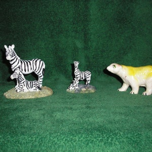 2 Vintage Ceramic Figurines Zebra/ Bear