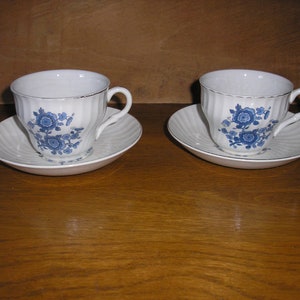 Vintage 2 Tea Cup/ Saucers Royal Blue Wedgwood Company