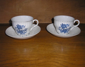 Xícara de chá/pires vintage 2 Royal Blue Wedgwood Company