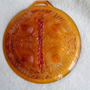 Vintage Divided Amber Glass Dish Killarney Pattern