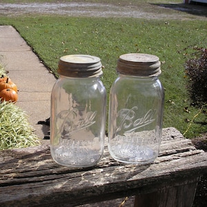 2 Square Vintage Ball Mason Quart canning/fruit jar