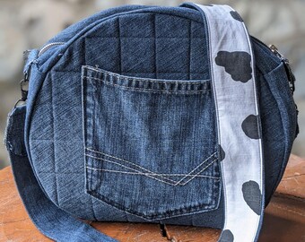 Circle Denim Western Style Upcycle Crossbody Bag