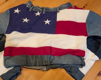American Flag Denim Bomber Jacket