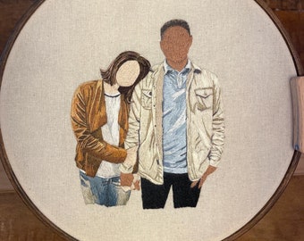 Custom Portrait Embroidery | Portrait Art | Custom Family Portrait | Family Art | Wedding Portrait Art