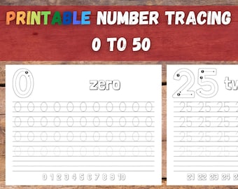 Number Tracing Practice Worksheets Printable for Kindergarten | 1 to 50 Preschool Curriculum