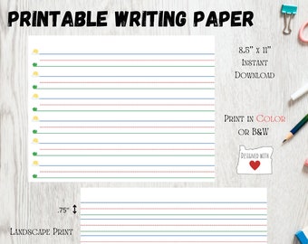 paper with dotted lines for writing Printable Writing Practice Paper .75" Rule | Colored Lines and Picture Guides for Writing | Primary Paper | Wide 8.5" x 11" for Kids
