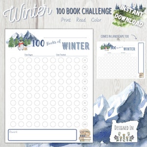 Printable Winter Reading Challenge | 100 Book Tracker for Kids | Reading Reward Chart