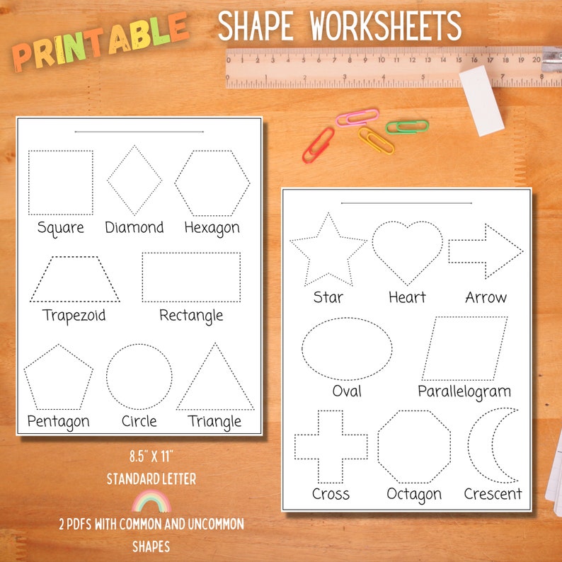 printable shape tracing sheets for preschool and kindergarten