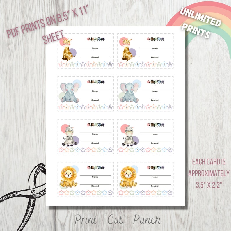 incentive charts for kids. printable potty training cards