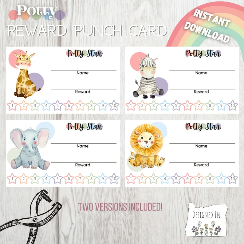 potty reward punch cards for toilet training