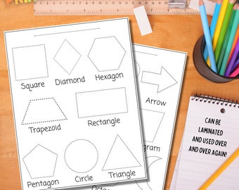 Shape Tracing Worksheets Printable | Preschool Practice Shapes