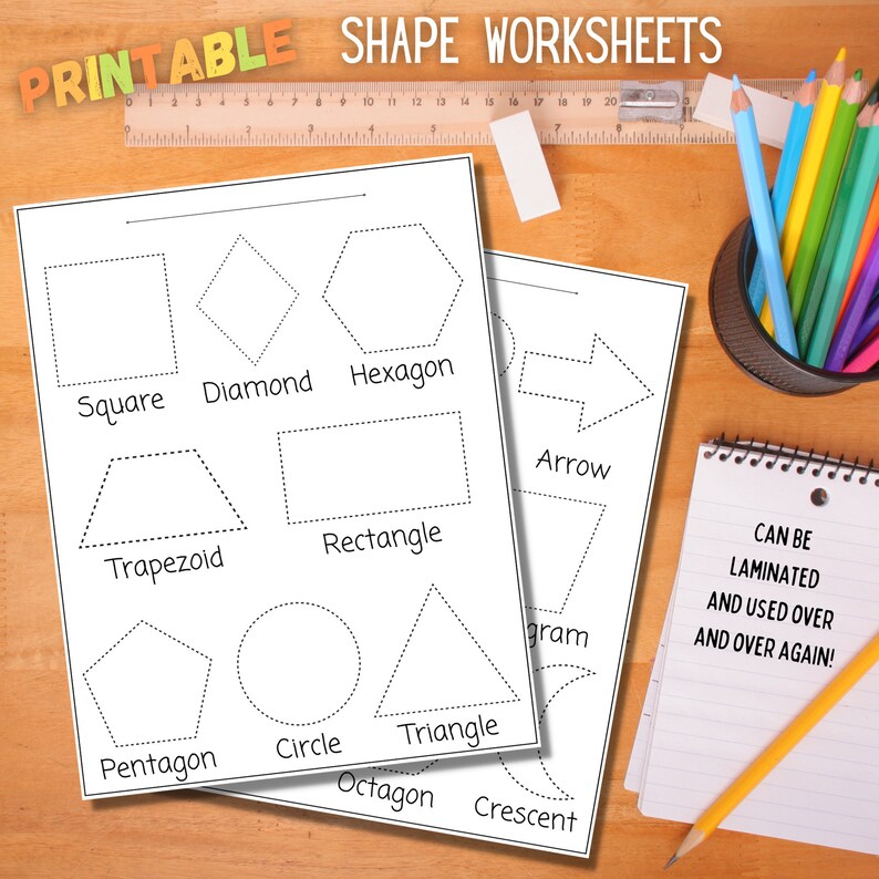 shape tracing practice worksheet printable