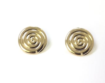 Poste de boucle d’oreille spirale. 18/20 Goldfilled boucles d’oreilles.  Poste de boucle d’oreille ronde