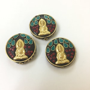 Antik gold Buddha Bead.  Thai Buddha.   Doppelte einseitige Wulst