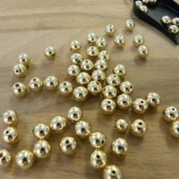 4mm 18/20k Gold Filled round beads. Seamless Gold Beads