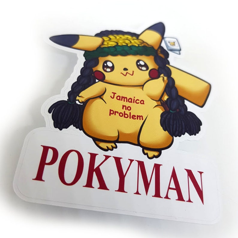JAMAICAN PIKACHU Jamaica No Problem Bootleg Fanart Parody Sticker Pokemon