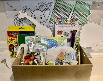 Arts and Craft kit for kids, animal set. Stickers, pom poms, Animal