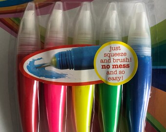 Squeeze and Brush Paint Sticks. 5 colour set.