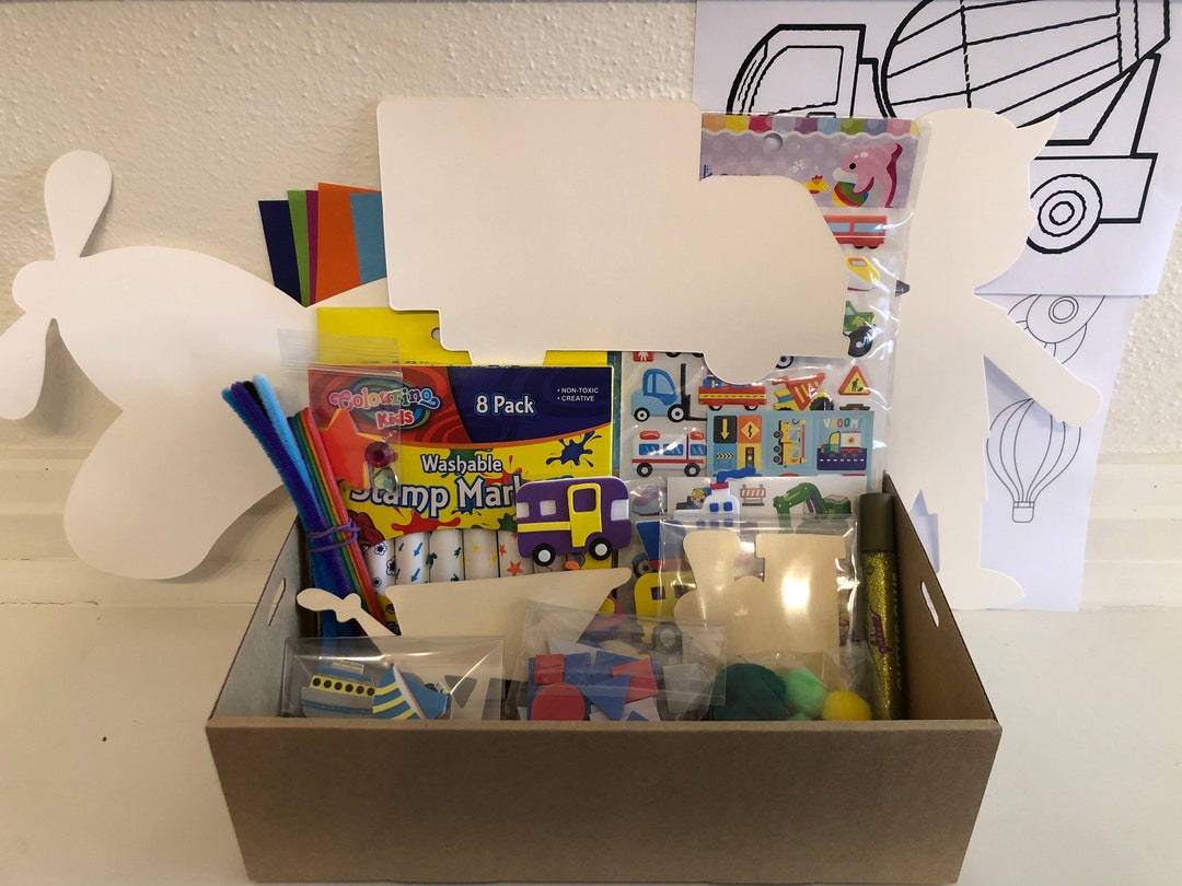 Arts and Craft Activity Box for Kids, Construction and Transport