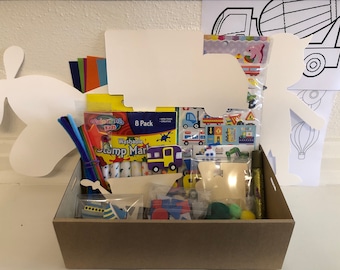 Arts and Craft activity box for kids, Construction and transport set