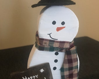 Small Wooden Stand Alone Snowman