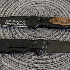 Pocket Knife Gift for Father of the Bride from Daughter | Personalized Engraved Wedding Gifts for Men | Father&#39;s Day Gifts Dad Custom Knives