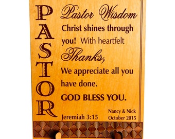 Pastor Wedding Gift - Religious Gifts for Pastor - Christmas Plaque - Thank You Gift, PLP048