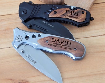 Personalized Knife Gift for Dad - Men Gifts - Fathers Day Wood Knives from Daughter
