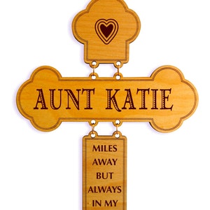 Long Distance Gift for Aunt Auntie Birthday Gifts Personalized Christmas Cross from Niece and Nephew GDA5 image 1