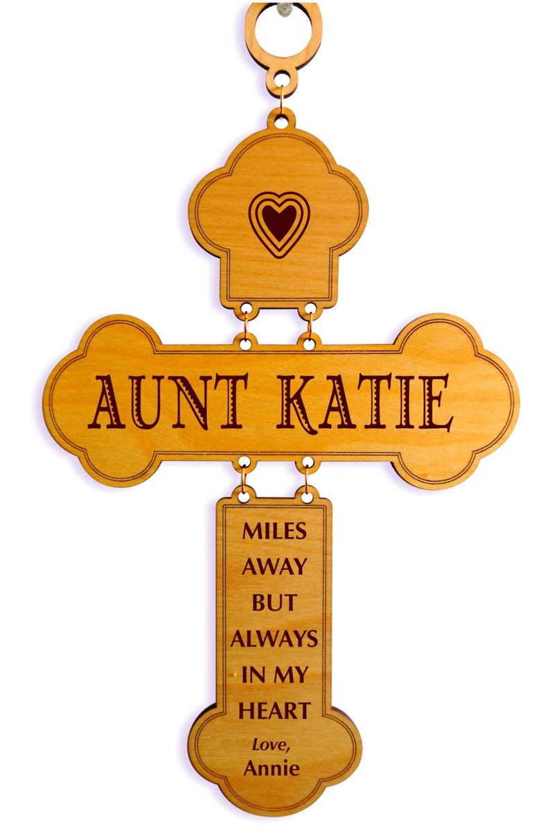 Long Distance Gift for Aunt Auntie Birthday Gifts Personalized Christmas Cross from Niece and Nephew GDA5 image 1