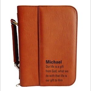 Personalized Leather Bible Case Cover Christian Gift for Friend Brother Sister Dad, BCL020 image 1