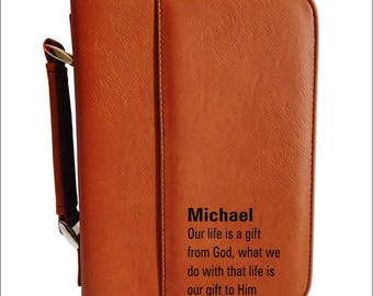 Personalized Leather Bible Case - Cover - Christian Gift for Friend - Brother - Sister - Dad, BCL020