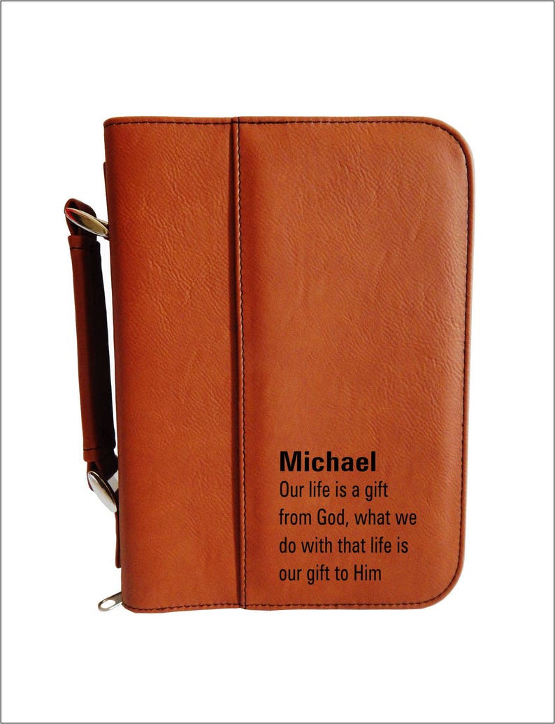 Personalized Leather Bible Case Cover Christian Gift for Friend Brother Sister Dad, BCL020 image 1