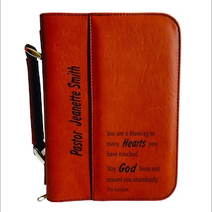 Pastor and Wife Gift Gifts for Mother's Day Personalized Bible Cover Leather Bible Case, BCL012 image 1