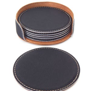 Engraved Grandma Present: Personalized Leather Coasters, CAS005 image 7